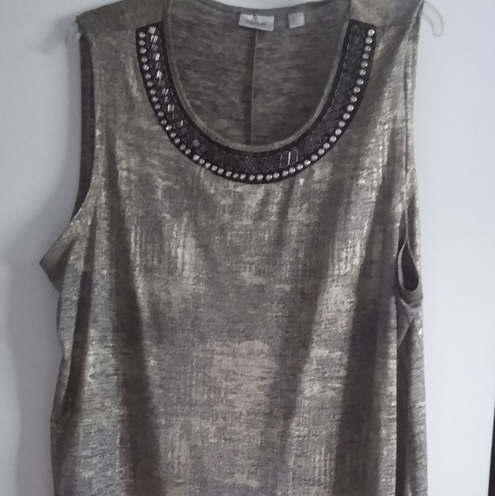 Top stretch fabric silver with gold